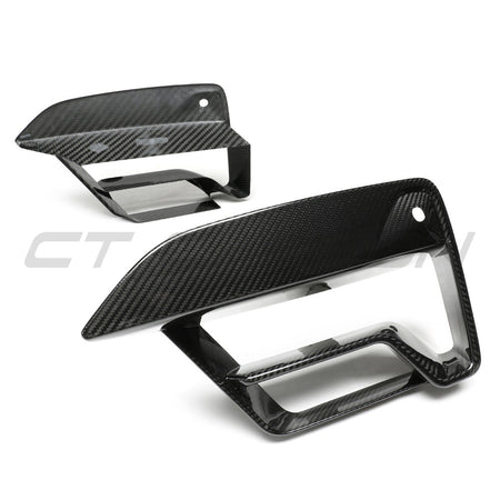 BMW F90 M5 2021+ LCI CARBON FIBRE BUMPER VENT COVERS-Grille-CT CARBON-CT Carbon - High-quality carbon fiber and gloss black aerodynamic parts for premium sports and luxury vehicles.