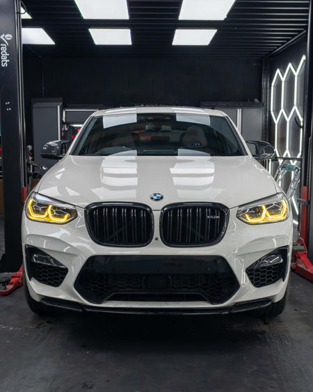BMW F98 X4M PRE-LCI YELLOW ADAPTIVE DRL MODULE SET (2018-2021)-CT CARBON-CT Carbon - High-quality carbon fiber and gloss black aerodynamic parts for premium sports and luxury vehicles.