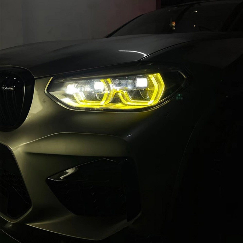 BMW F98 X4M PRE-LCI YELLOW ADAPTIVE DRL MODULE SET (2018-2021)-CT CARBON-CT Carbon - High-quality carbon fiber and gloss black aerodynamic parts for premium sports and luxury vehicles.