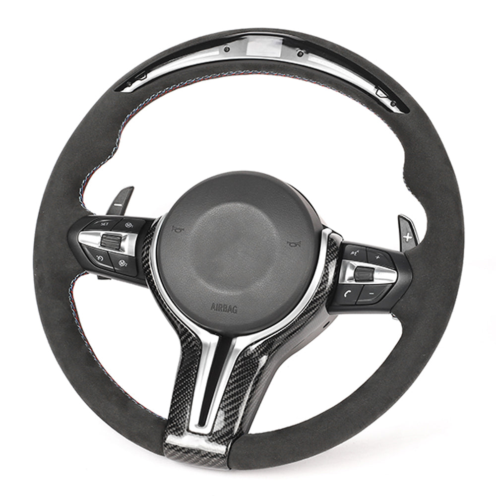 BMW FXX ALCANTARA / LED CUSTOM STEERING WHEEL-Custom Steering Wheels-CT CARBON-CT Carbon - High-quality carbon fiber and gloss black aerodynamic parts for premium sports and luxury vehicles.