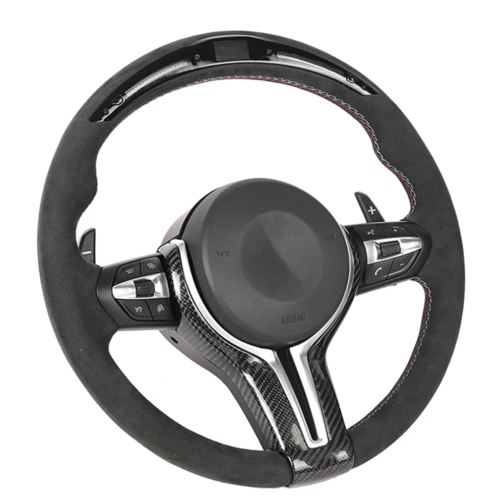 BMW FXX ALCANTARA / LED CUSTOM STEERING WHEEL-Custom Steering Wheels-CT CARBON-CT Carbon - High-quality carbon fiber and gloss black aerodynamic parts for premium sports and luxury vehicles.