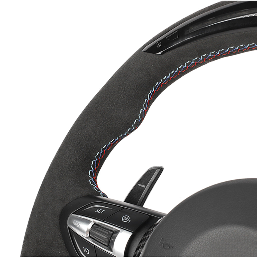 BMW FXX ALCANTARA / LED CUSTOM STEERING WHEEL-Custom Steering Wheels-CT CARBON-CT Carbon - High-quality carbon fiber and gloss black aerodynamic parts for premium sports and luxury vehicles.