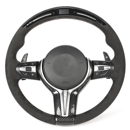 BMW FXX ALCANTARA / LED CUSTOM STEERING WHEEL-Custom Steering Wheels-CT CARBON-CT Carbon - High-quality carbon fiber and gloss black aerodynamic parts for premium sports and luxury vehicles.