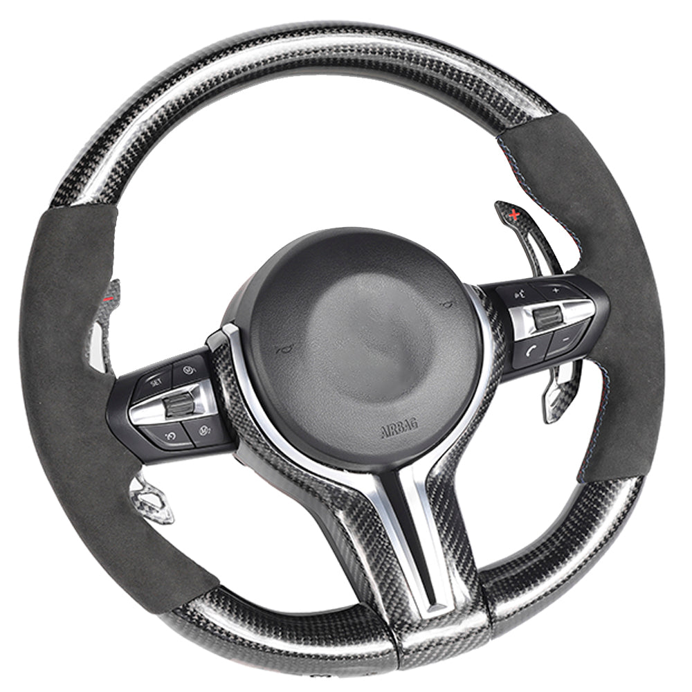 BMW FXX CARBON FIBRE / ALCANTARA CUSTOM STEERING WHEEL-Custom Steering Wheels-CT CARBON-CT Carbon - High-quality carbon fiber and gloss black aerodynamic parts for premium sports and luxury vehicles.