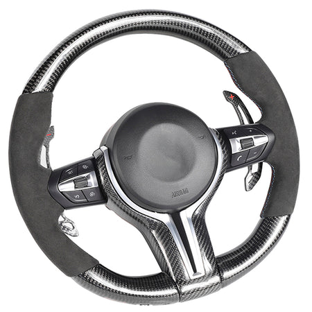 BMW FXX CARBON FIBRE / ALCANTARA CUSTOM STEERING WHEEL-Custom Steering Wheels-CT CARBON-CT Carbon - High-quality carbon fiber and gloss black aerodynamic parts for premium sports and luxury vehicles.