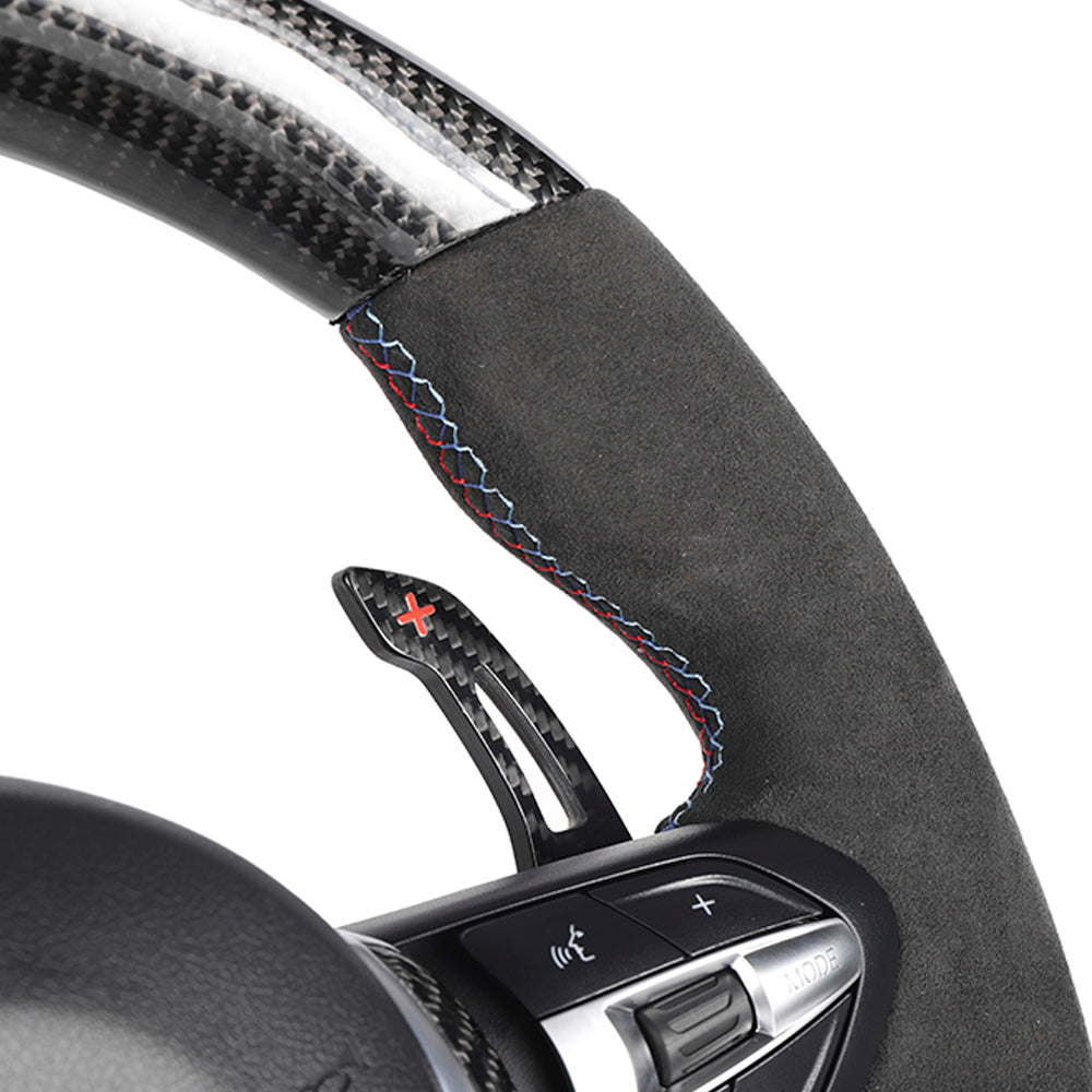 BMW FXX CARBON FIBRE / ALCANTARA CUSTOM STEERING WHEEL-Custom Steering Wheels-CT CARBON-CT Carbon - High-quality carbon fiber and gloss black aerodynamic parts for premium sports and luxury vehicles.