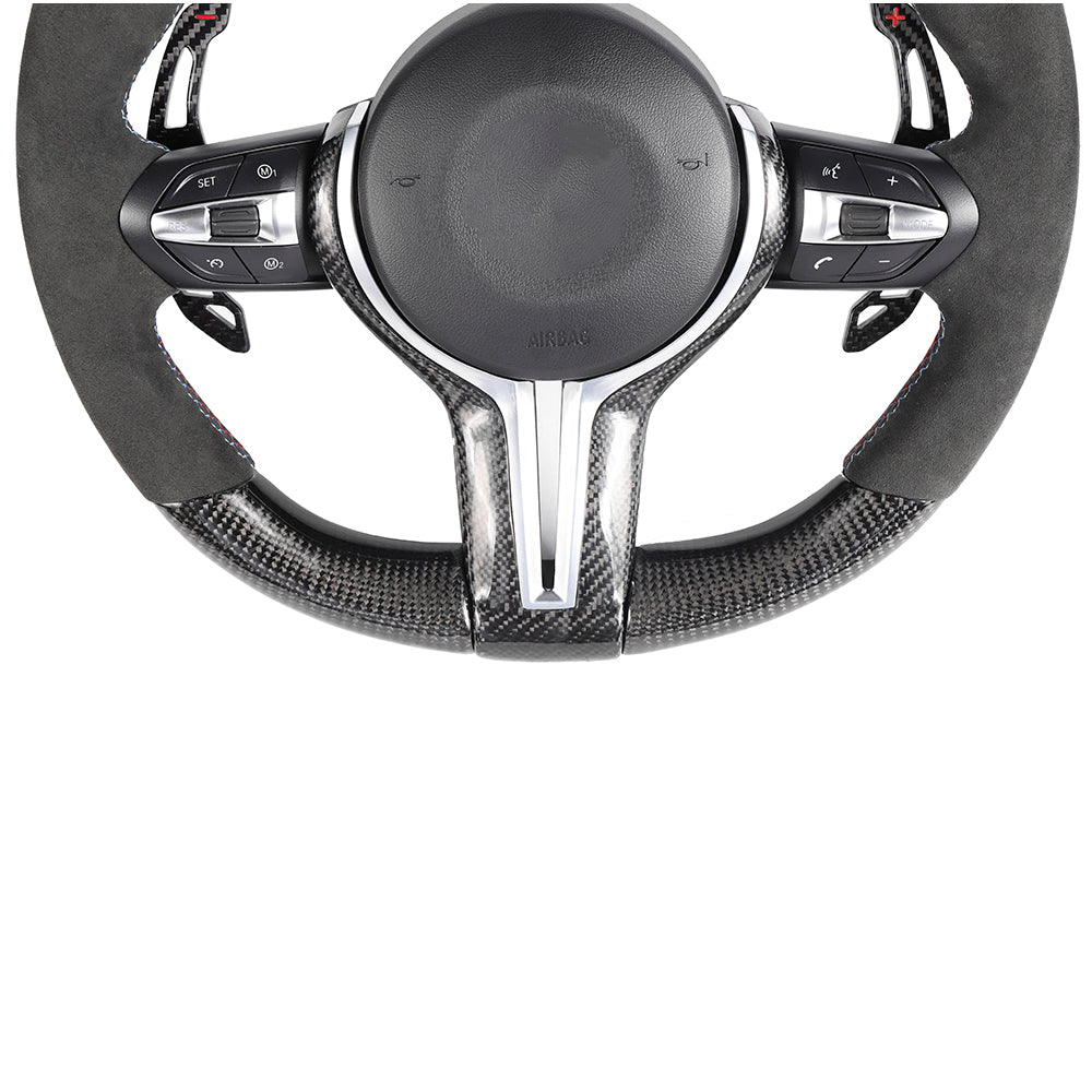 BMW FXX CARBON FIBRE / ALCANTARA CUSTOM STEERING WHEEL-Custom Steering Wheels-CT CARBON-CT Carbon - High-quality carbon fiber and gloss black aerodynamic parts for premium sports and luxury vehicles.