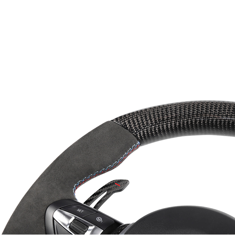BMW FXX CARBON FIBRE / ALCANTARA CUSTOM STEERING WHEEL-Custom Steering Wheels-CT CARBON-CT Carbon - High-quality carbon fiber and gloss black aerodynamic parts for premium sports and luxury vehicles.