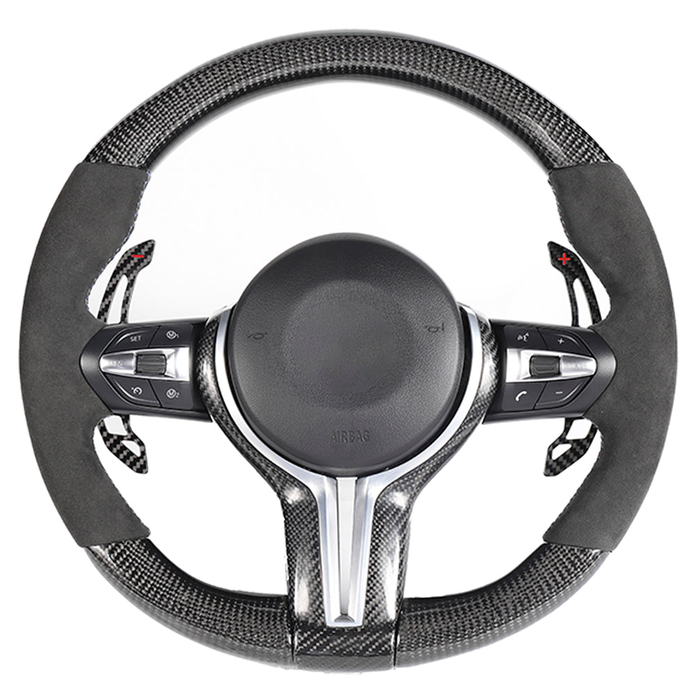 BMW FXX CARBON FIBRE / ALCANTARA CUSTOM STEERING WHEEL-Custom Steering Wheels-CT CARBON-CT Carbon - High-quality carbon fiber and gloss black aerodynamic parts for premium sports and luxury vehicles.
