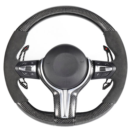 BMW FXX CARBON FIBRE / ALCANTARA CUSTOM STEERING WHEEL-Custom Steering Wheels-CT CARBON-CT Carbon - High-quality carbon fiber and gloss black aerodynamic parts for premium sports and luxury vehicles.