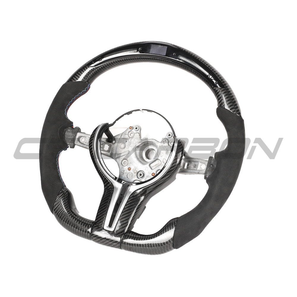 BMW FXX CARBON FIBRE / ALCANTARA / LED FLAT BOTTOM CUSTOM STEERING WHEEL-Custom Steering Wheels-CT CARBON-CT Carbon - High-quality carbon fiber and gloss black aerodynamic parts for premium sports and luxury vehicles.