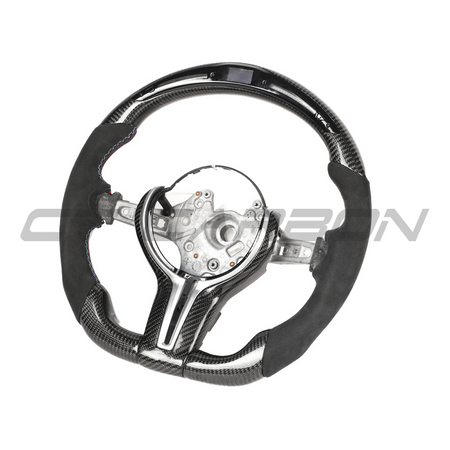 BMW FXX CARBON FIBRE / ALCANTARA / LED FLAT BOTTOM CUSTOM STEERING WHEEL-Custom Steering Wheels-CT CARBON-CT Carbon - High-quality carbon fiber and gloss black aerodynamic parts for premium sports and luxury vehicles.
