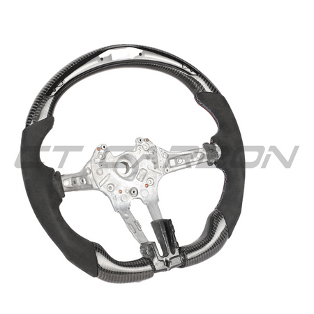 BMW FXX CARBON FIBRE / ALCANTARA / LED FLAT BOTTOM CUSTOM STEERING WHEEL-Custom Steering Wheels-CT CARBON-CT Carbon - High-quality carbon fiber and gloss black aerodynamic parts for premium sports and luxury vehicles.