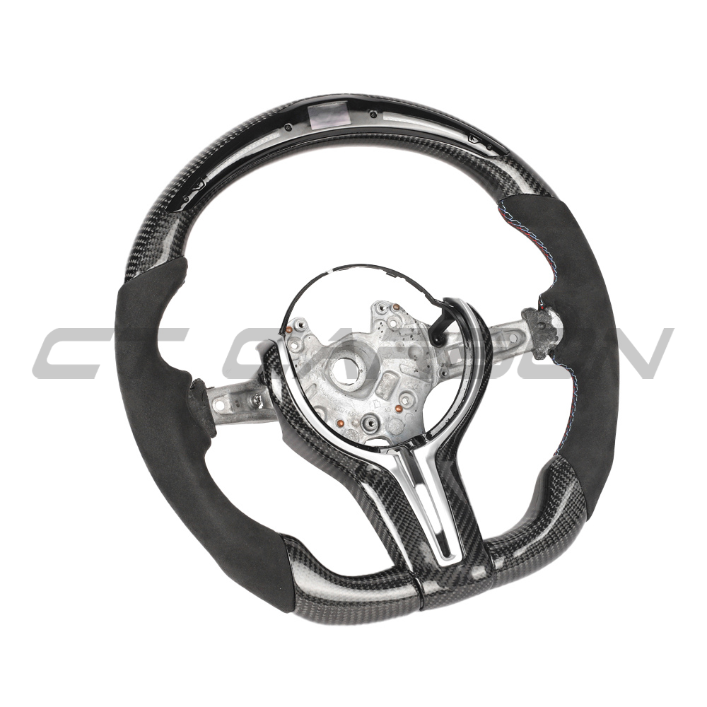 BMW FXX CARBON FIBRE / ALCANTARA / LED FLAT BOTTOM CUSTOM STEERING WHEEL-Custom Steering Wheels-CT CARBON-CT Carbon - High-quality carbon fiber and gloss black aerodynamic parts for premium sports and luxury vehicles.