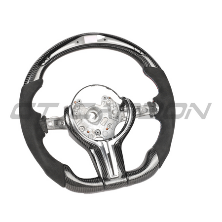 BMW FXX CARBON FIBRE / ALCANTARA / LED FLAT BOTTOM CUSTOM STEERING WHEEL-Custom Steering Wheels-CT CARBON-CT Carbon - High-quality carbon fiber and gloss black aerodynamic parts for premium sports and luxury vehicles.