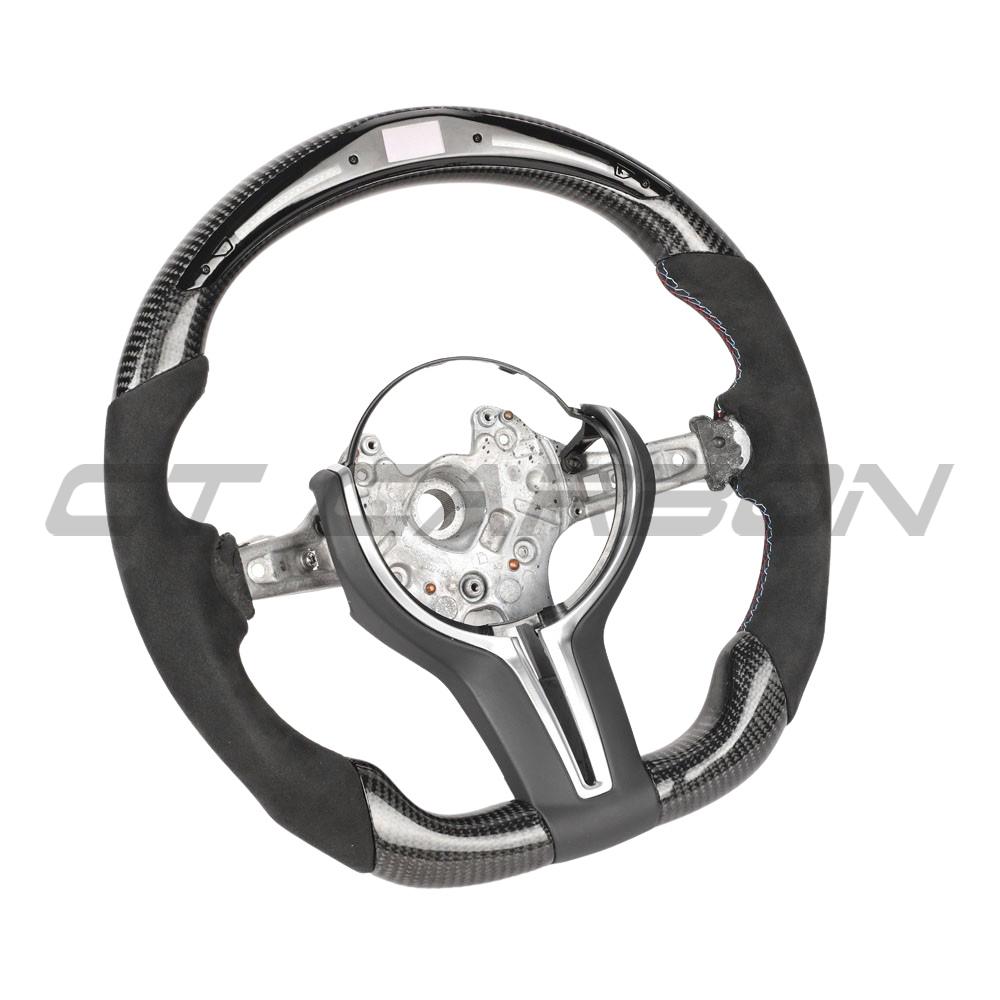 BMW FXX CARBON FIBRE / ALCANTARA / LED FLAT BOTTOM CUSTOM STEERING WHEEL-Custom Steering Wheels-CT CARBON-CT Carbon - High-quality carbon fiber and gloss black aerodynamic parts for premium sports and luxury vehicles.