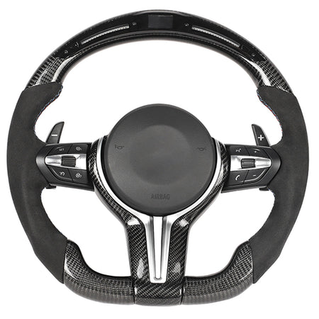 BMW FXX CARBON FIBRE / ALCANTARA / LED FLAT BOTTOM CUSTOM STEERING WHEEL-Custom Steering Wheels-CT CARBON-CT Carbon - High-quality carbon fiber and gloss black aerodynamic parts for premium sports and luxury vehicles.