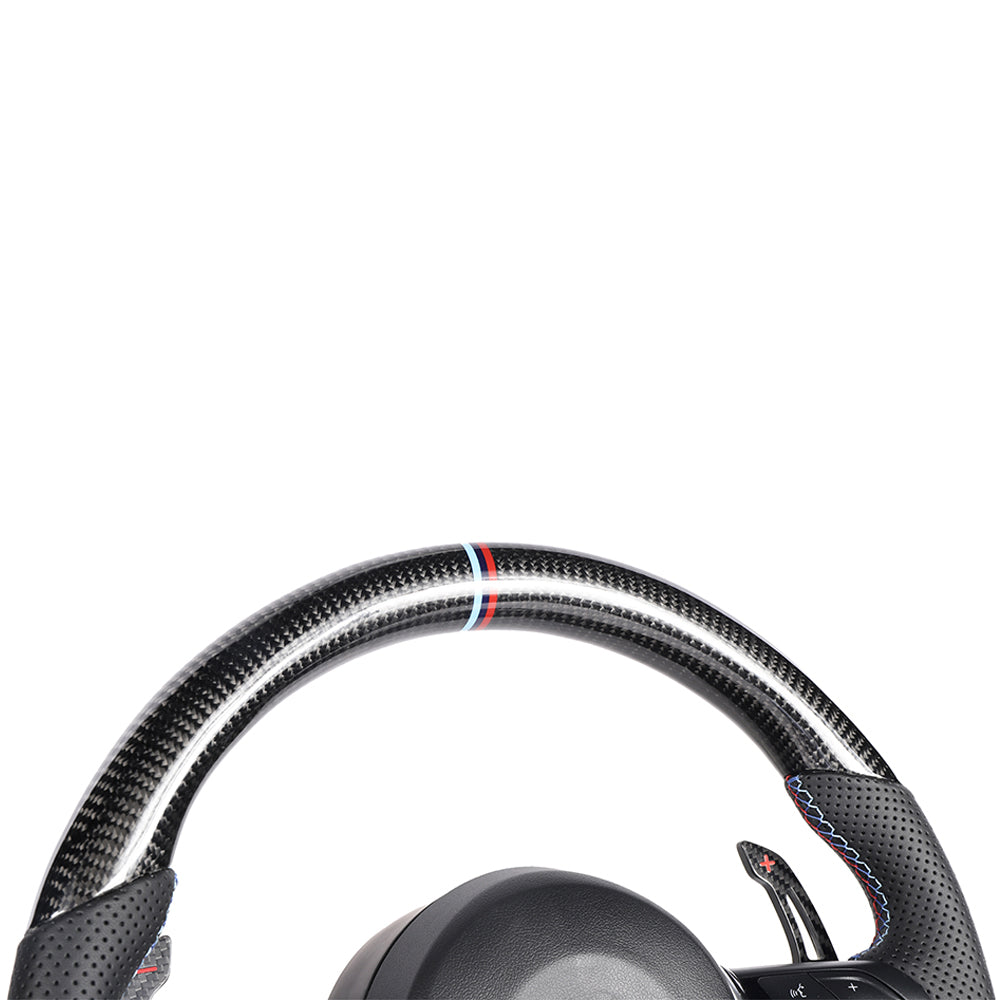 BMW FXX CARBON FIBRE / LEATHER CUSTOM STEERING WHEEL-Custom Steering Wheels-CT CARBON-CT Carbon - High-quality carbon fiber and gloss black aerodynamic parts for premium sports and luxury vehicles.