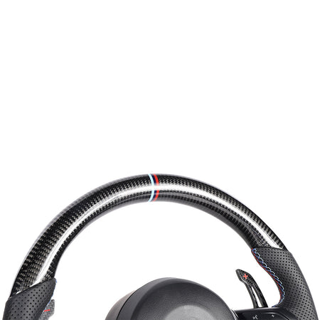 BMW FXX CARBON FIBRE / LEATHER CUSTOM STEERING WHEEL-Custom Steering Wheels-CT CARBON-CT Carbon - High-quality carbon fiber and gloss black aerodynamic parts for premium sports and luxury vehicles.