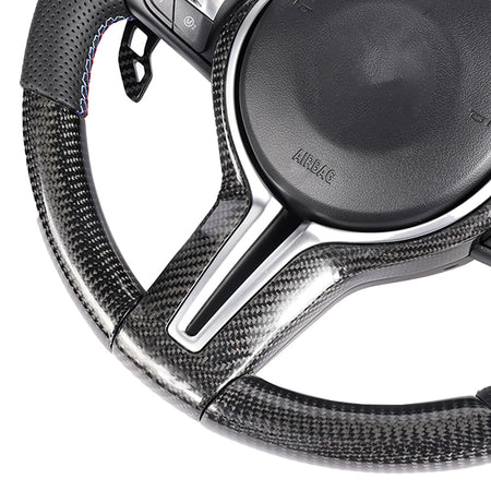 BMW FXX CARBON FIBRE / LEATHER CUSTOM STEERING WHEEL-Custom Steering Wheels-CT CARBON-CT Carbon - High-quality carbon fiber and gloss black aerodynamic parts for premium sports and luxury vehicles.