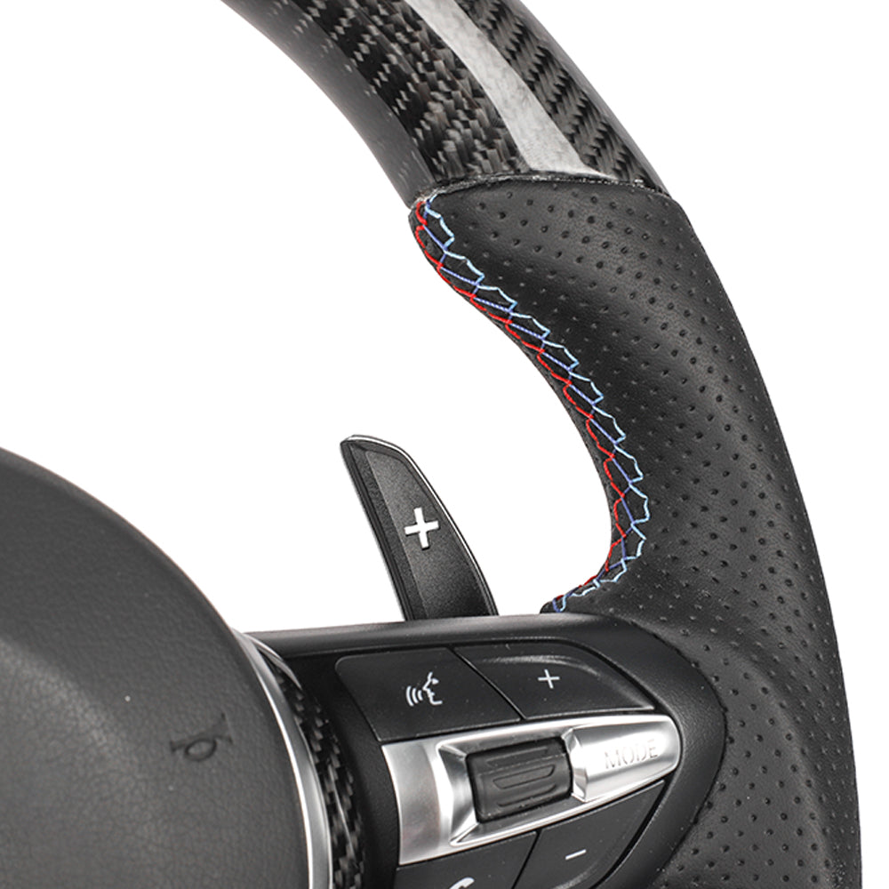 BMW FXX CARBON FIBRE / LEATHER FLAT BOTTOM CUSTOM STEERING WHEEL-Custom Steering Wheels-CT CARBON-CT Carbon - High-quality carbon fiber and gloss black aerodynamic parts for premium sports and luxury vehicles.