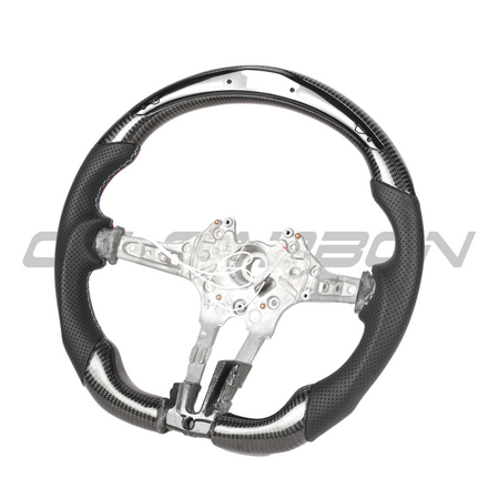 BMW FXX CARBON FIBRE / LEATHER / LED FLAT BOTTOM CUSTOM STEERING WHEEL-Custom Steering Wheels-CT CARBON-CT Carbon - High-quality carbon fiber and gloss black aerodynamic parts for premium sports and luxury vehicles.