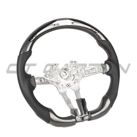 BMW FXX CARBON FIBRE / LEATHER / LED FLAT BOTTOM CUSTOM STEERING WHEEL-Custom Steering Wheels-CT CARBON-CT Carbon - High-quality carbon fiber and gloss black aerodynamic parts for premium sports and luxury vehicles.