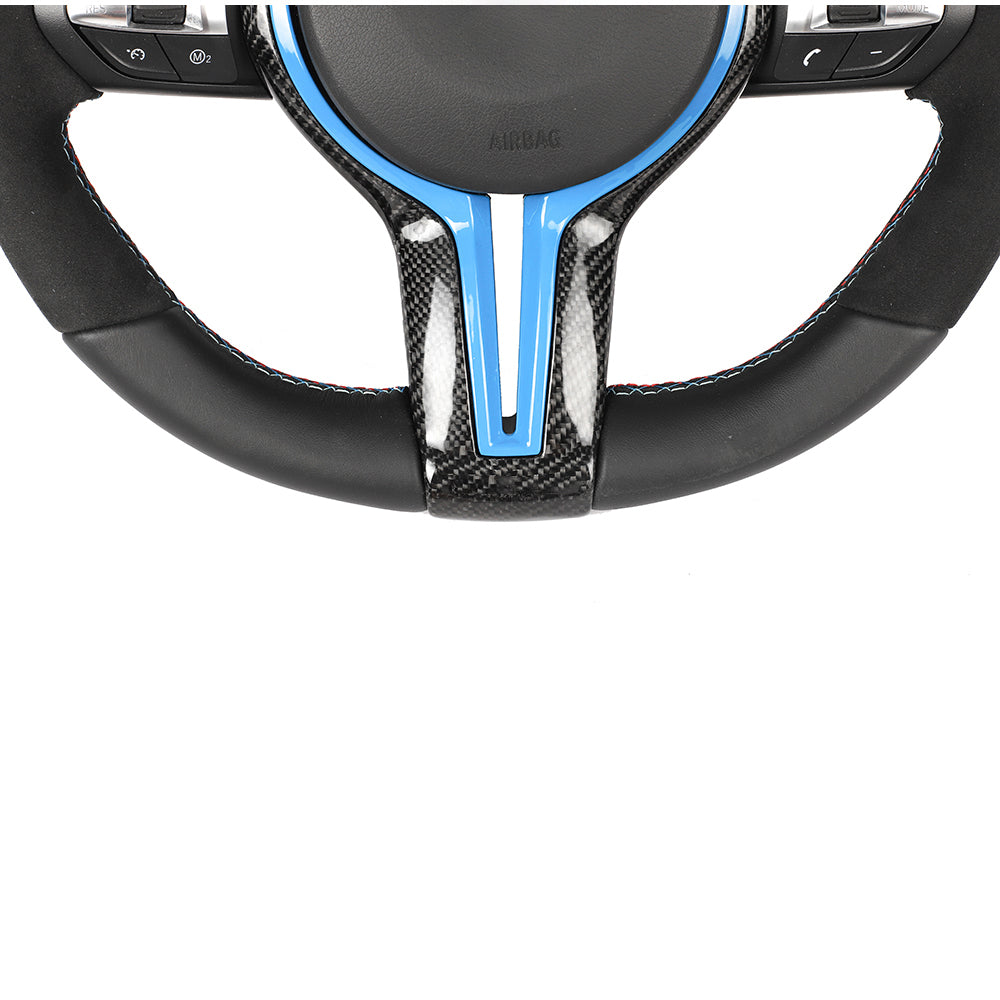 BMW FXX LEATHER / ALCANTARA / FLAT BOTTOM CUSTOM STEERING WHEEL-Custom Steering Wheels-CT CARBON-CT Carbon - High-quality carbon fiber and gloss black aerodynamic parts for premium sports and luxury vehicles.