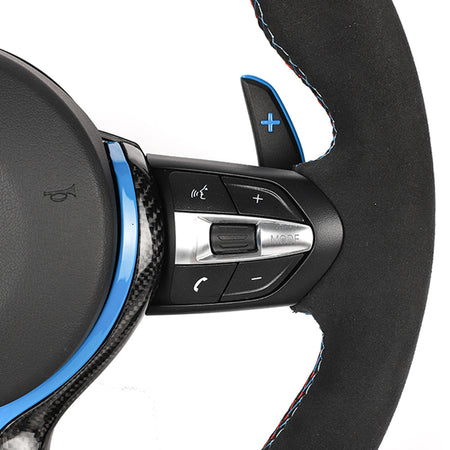 BMW FXX LEATHER / ALCANTARA / FLAT BOTTOM CUSTOM STEERING WHEEL-Custom Steering Wheels-CT CARBON-CT Carbon - High-quality carbon fiber and gloss black aerodynamic parts for premium sports and luxury vehicles.