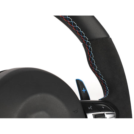 BMW FXX LEATHER / ALCANTARA / FLAT BOTTOM CUSTOM STEERING WHEEL-Custom Steering Wheels-CT CARBON-CT Carbon - High-quality carbon fiber and gloss black aerodynamic parts for premium sports and luxury vehicles.
