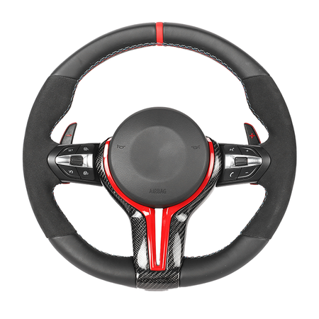 BMW FXX LEATHER / ALCANTARA / FLAT BOTTOM CUSTOM STEERING WHEEL-Custom Steering Wheels-CT CARBON-CT Carbon - High-quality carbon fiber and gloss black aerodynamic parts for premium sports and luxury vehicles.