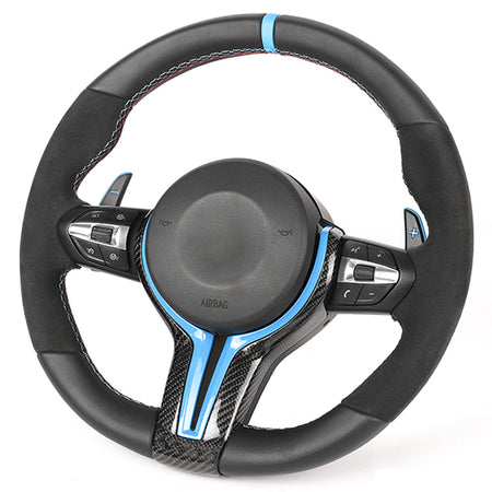 BMW FXX LEATHER / ALCANTARA / FLAT BOTTOM CUSTOM STEERING WHEEL-Custom Steering Wheels-CT CARBON-CT Carbon - High-quality carbon fiber and gloss black aerodynamic parts for premium sports and luxury vehicles.