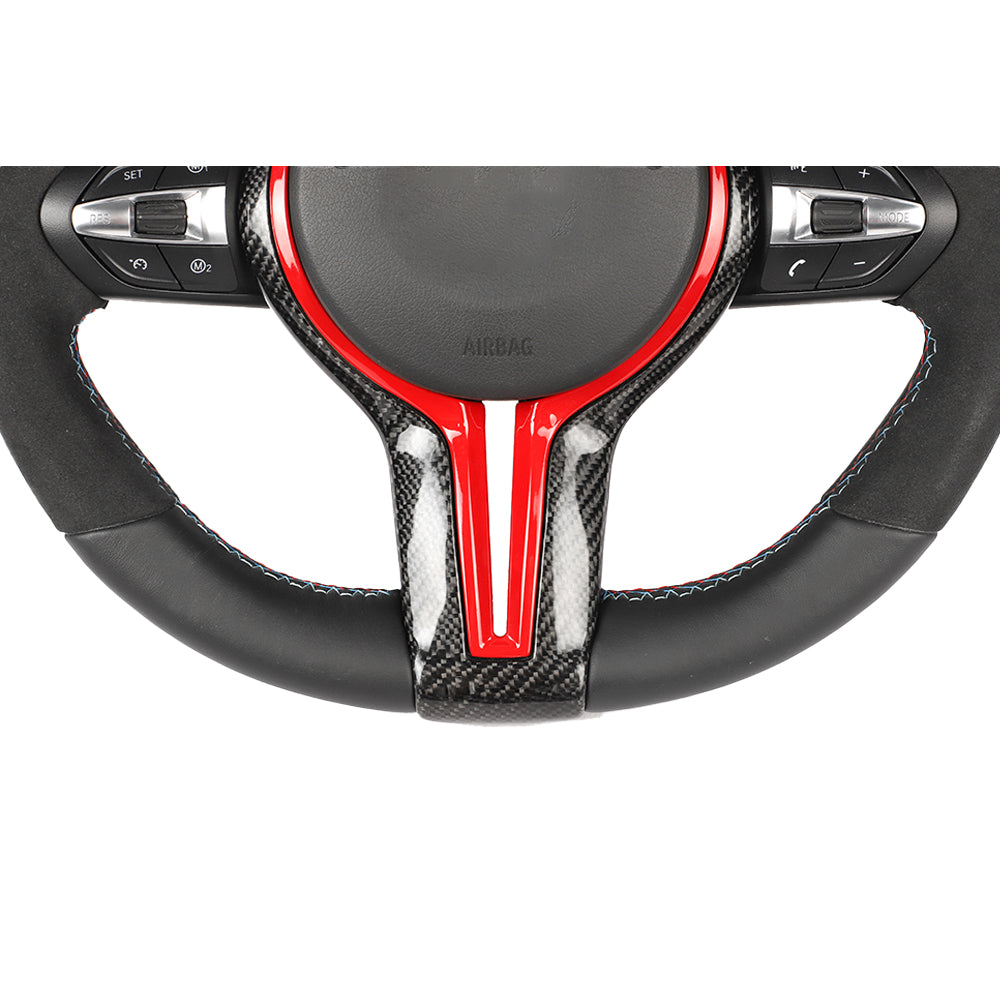 BMW FXX LEATHER / ALCANTARA / FLAT BOTTOM CUSTOM STEERING WHEEL-Custom Steering Wheels-CT CARBON-CT Carbon - High-quality carbon fiber and gloss black aerodynamic parts for premium sports and luxury vehicles.