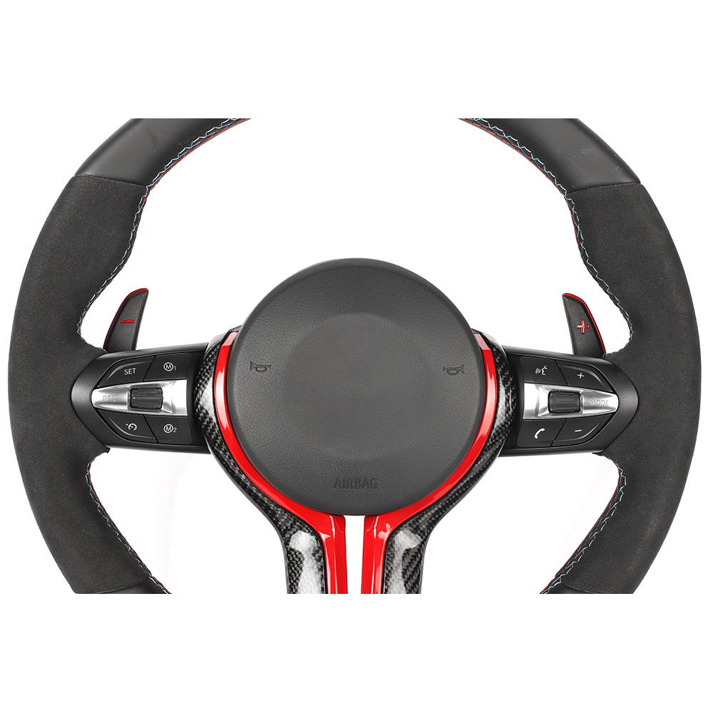 BMW FXX LEATHER / ALCANTARA / FLAT BOTTOM CUSTOM STEERING WHEEL-Custom Steering Wheels-CT CARBON-CT Carbon - High-quality carbon fiber and gloss black aerodynamic parts for premium sports and luxury vehicles.