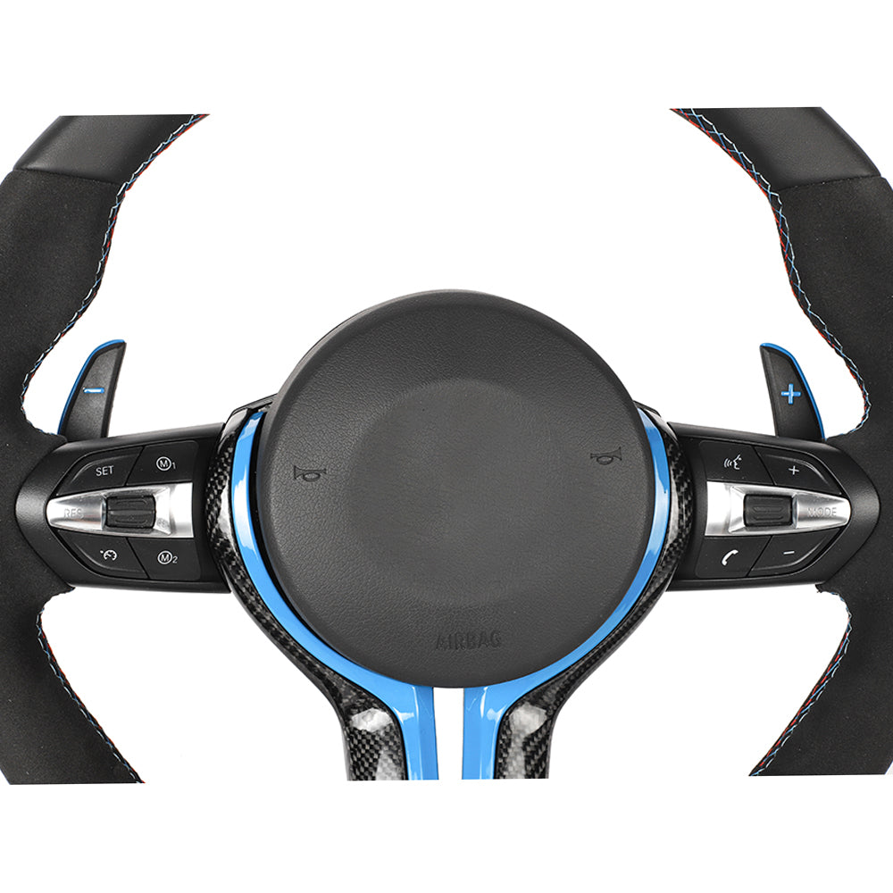 BMW FXX LEATHER / ALCANTARA / FLAT BOTTOM CUSTOM STEERING WHEEL-Custom Steering Wheels-CT CARBON-CT Carbon - High-quality carbon fiber and gloss black aerodynamic parts for premium sports and luxury vehicles.