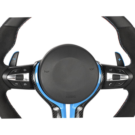 BMW FXX LEATHER / ALCANTARA / FLAT BOTTOM CUSTOM STEERING WHEEL-Custom Steering Wheels-CT CARBON-CT Carbon - High-quality carbon fiber and gloss black aerodynamic parts for premium sports and luxury vehicles.