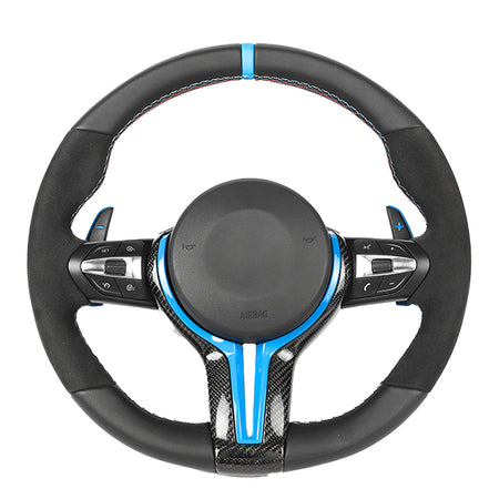 BMW FXX LEATHER / ALCANTARA / FLAT BOTTOM CUSTOM STEERING WHEEL-Custom Steering Wheels-CT CARBON-CT Carbon - High-quality carbon fiber and gloss black aerodynamic parts for premium sports and luxury vehicles.