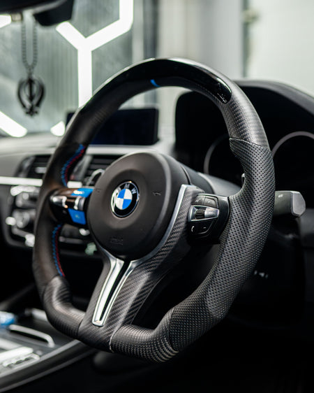 BMW Fxx M CAR MATTE CARBON FIBRE STEERING WHEEL TRIM-Accessories-CT CARBON-CT Carbon - High-quality carbon fiber and gloss black aerodynamic parts for premium sports and luxury vehicles.
