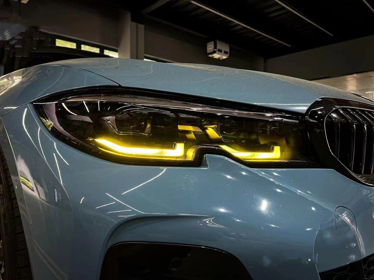 BMW G20/G21 3 SERIES YELLOW ADAPTIVE DRL MODULE SET (2019-2022)-DRL-CT CARBON-CT Carbon - High-quality carbon fiber and gloss black aerodynamic parts for premium sports and luxury vehicles.