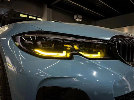BMW G20/G21 3 SERIES YELLOW ADAPTIVE DRL MODULE SET (2019-2022)-DRL-CT CARBON-CT Carbon - High-quality carbon fiber and gloss black aerodynamic parts for premium sports and luxury vehicles.