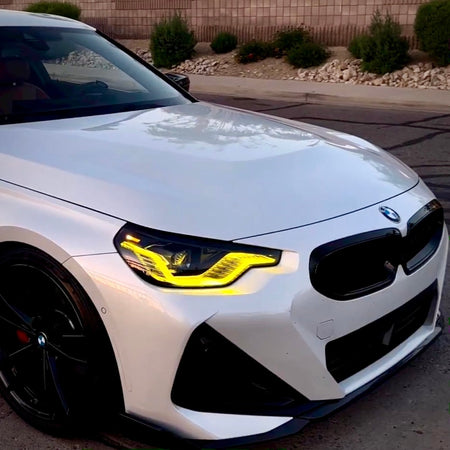 BMW G42 2 SERIES YELLOW ADAPTIVE DRL MODULE SET (2022+)-DRL-CT CARBON-CT Carbon - High-quality carbon fiber and gloss black aerodynamic parts for premium sports and luxury vehicles.