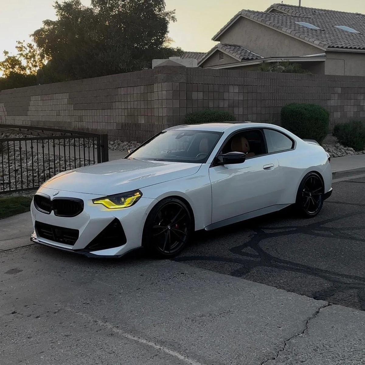 BMW G42 2 SERIES YELLOW ADAPTIVE DRL MODULE SET (2022+)-DRL-CT CARBON-CT Carbon - High-quality carbon fiber and gloss black aerodynamic parts for premium sports and luxury vehicles.
