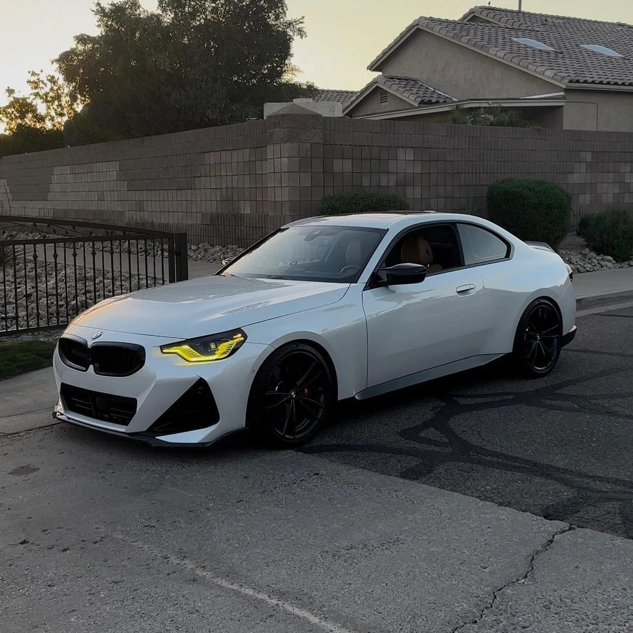 BMW G42 2 SERIES YELLOW ADAPTIVE DRL MODULE SET (2022+)-DRL-CT CARBON-CT Carbon - High-quality carbon fiber and gloss black aerodynamic parts for premium sports and luxury vehicles.