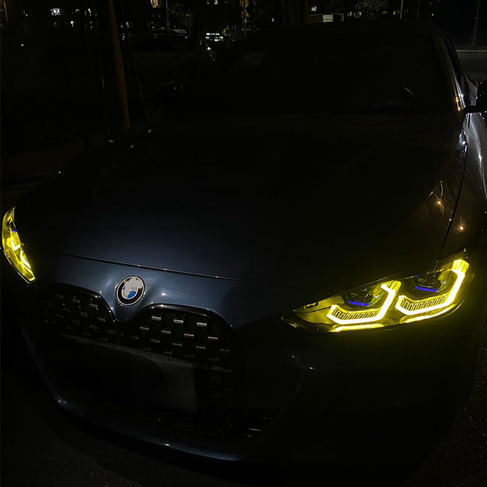 BMW G80/G81/G82/G83 M3 & M4 YELLOW ADAPTIVE DRL MODULE SET (2021-2025)-DRL-CT CARBON-CT Carbon - High-quality carbon fiber and gloss black aerodynamic parts for premium sports and luxury vehicles.