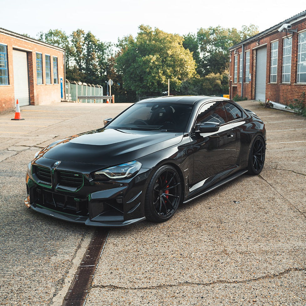 BMW G87 M2 CARBON FIBRE FRONT BUMPER CANARDS-Accessories-CT CARBON-CT Carbon - High-quality carbon fiber and gloss black aerodynamic parts for premium sports and luxury vehicles.