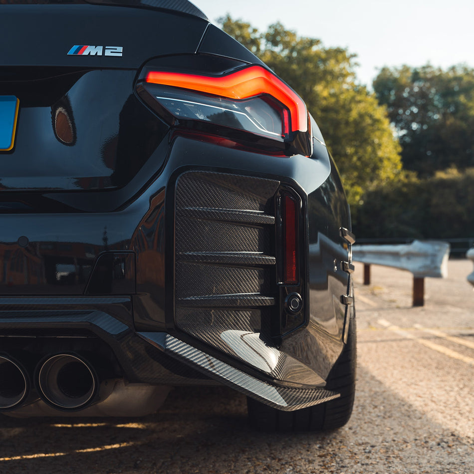 BMW G87 M2 CARBON FIBRE REAR BUMPER CORNERS - CT DESIGN-Accessories-CT CARBON-CT Carbon - High-quality carbon fiber and gloss black aerodynamic parts for premium sports and luxury vehicles.