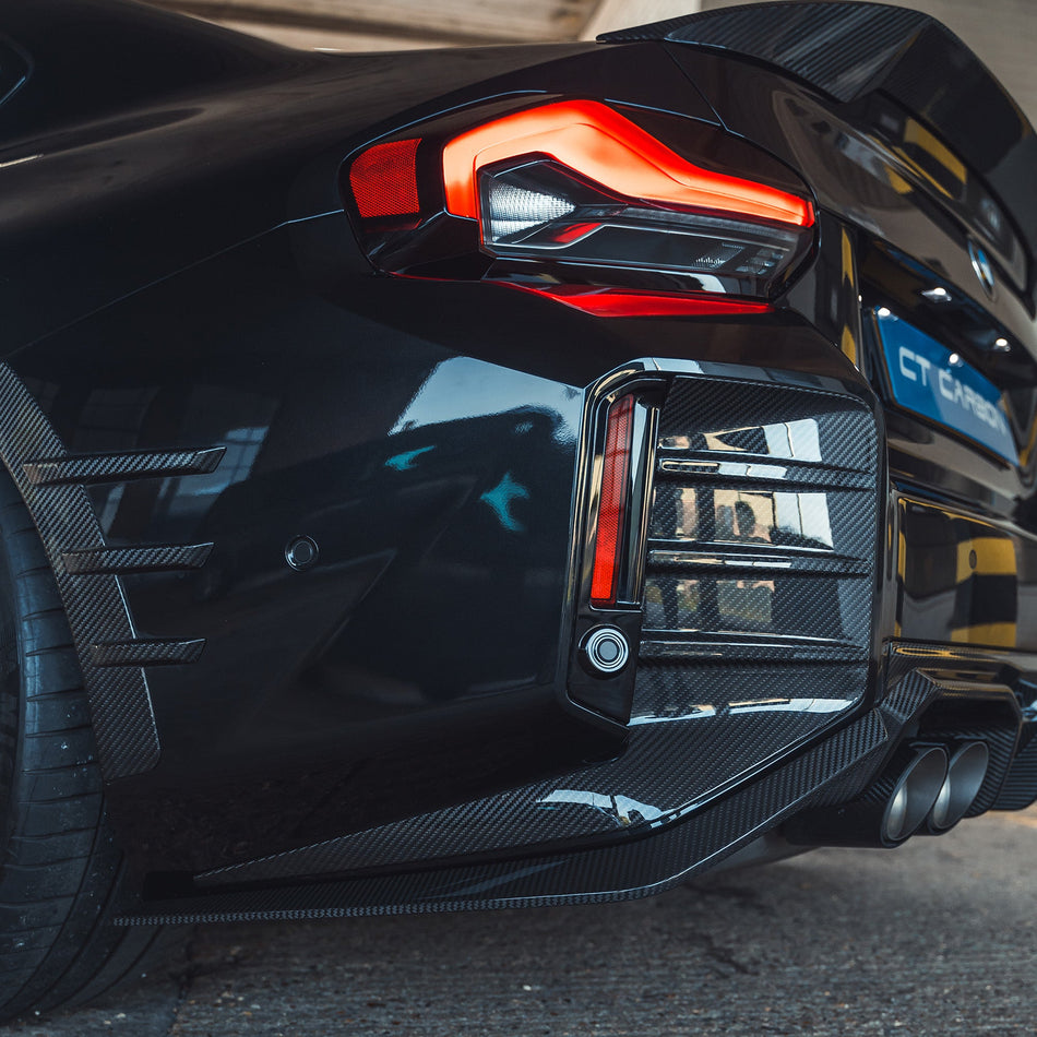 BMW G87 M2 CARBON FIBRE REAR BUMPER TRIM-Accessories-CT CARBON-CT Carbon - High-quality carbon fiber and gloss black aerodynamic parts for premium sports and luxury vehicles.
