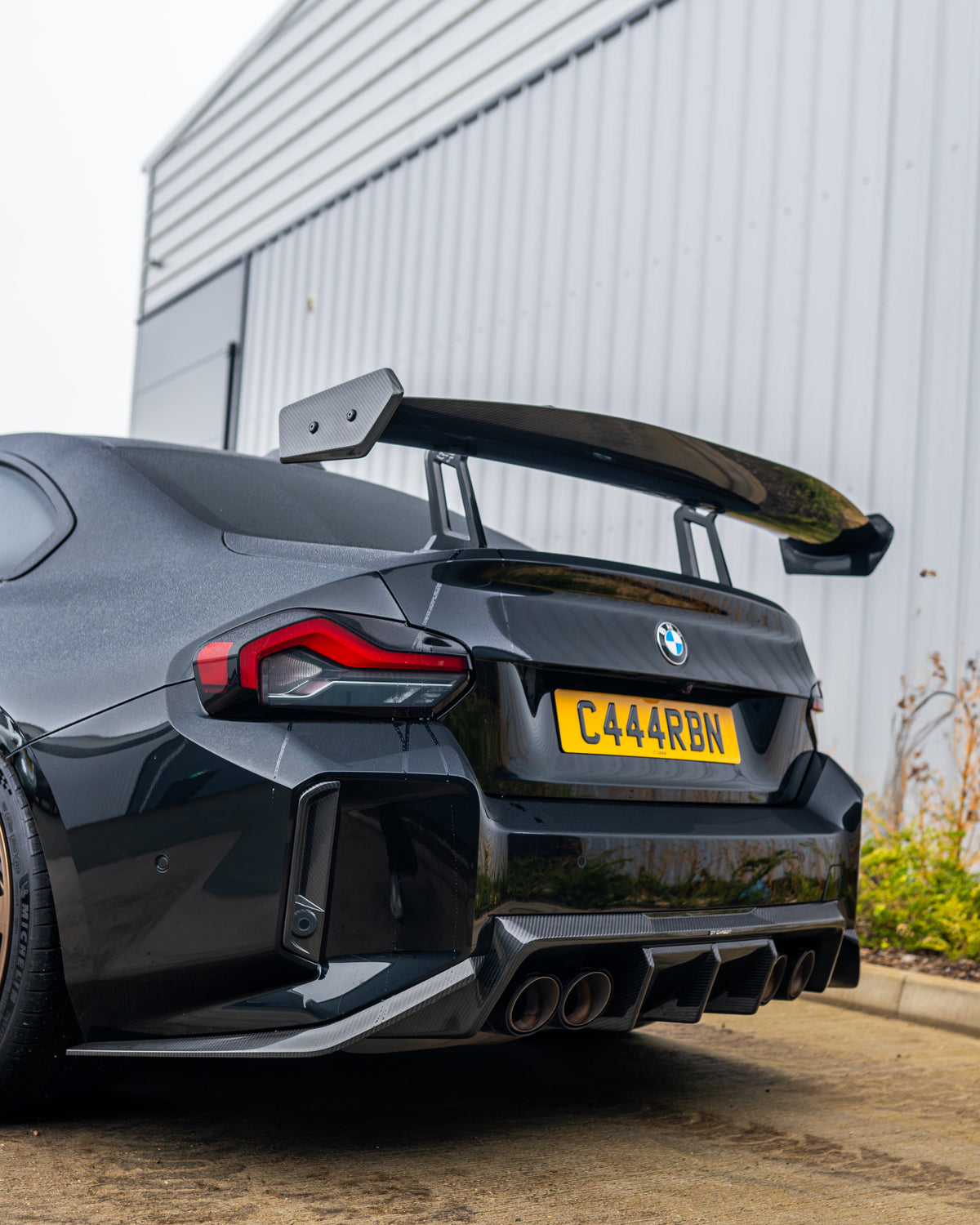 BMW G87 M2 & G42 2 SERIES CARBON FIBRE SWAN NECK WING - CT DESIGN-Spoiler-CT CARBON-CT Carbon - High-quality carbon fiber and gloss black aerodynamic parts for premium sports and luxury vehicles.
