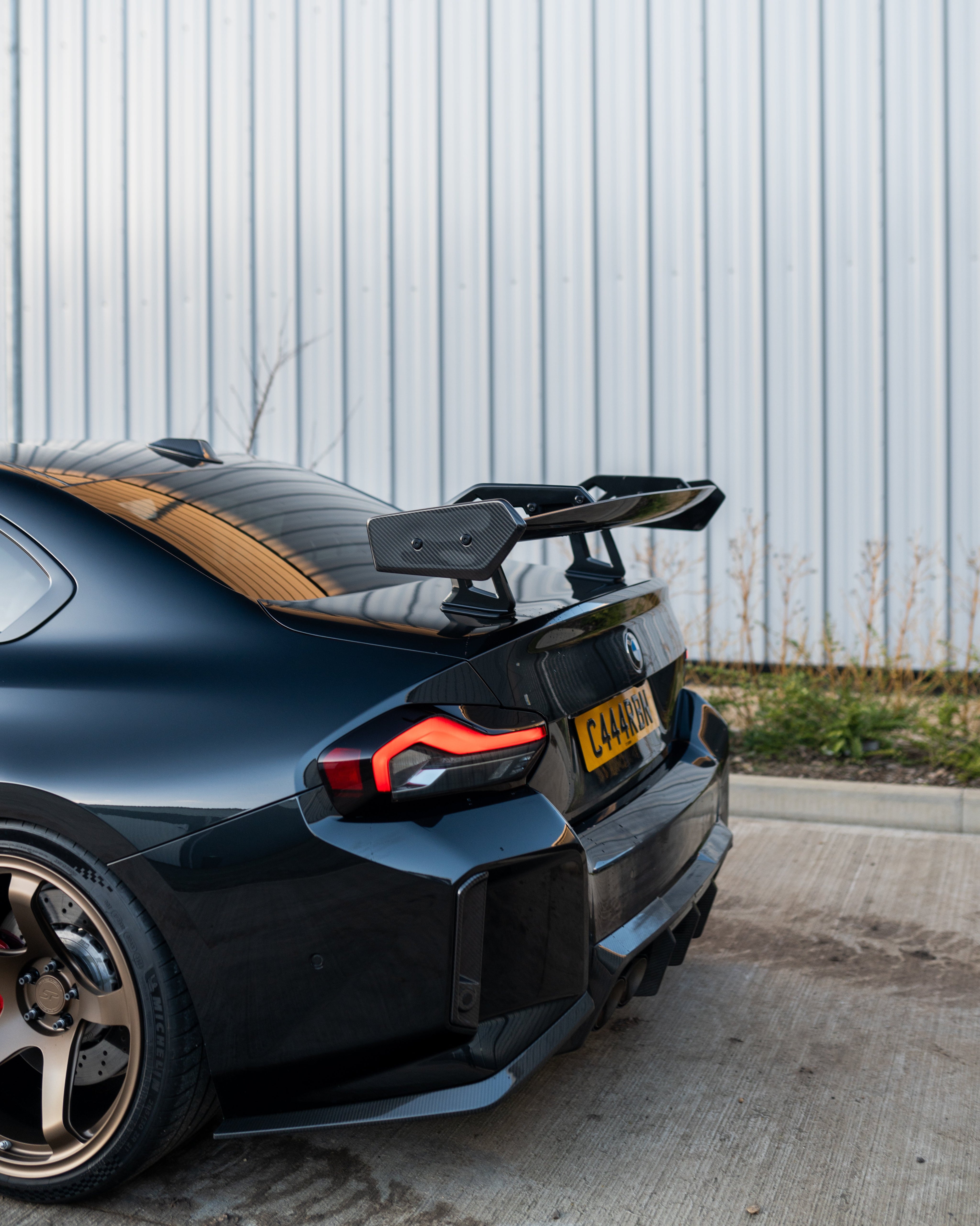 BMW G87 M2 & G42 2 SERIES CARBON FIBRE SWAN NECK WING - CT DESIGN-Spoiler-CT CARBON-CT Carbon - High-quality carbon fiber and gloss black aerodynamic parts for premium sports and luxury vehicles.
