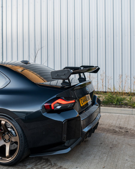 BMW G87 M2 & G42 2 SERIES CARBON FIBRE SWAN NECK WING - CT DESIGN-Spoiler-CT CARBON-CT Carbon - High-quality carbon fiber and gloss black aerodynamic parts for premium sports and luxury vehicles.